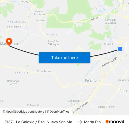 Pi371-La Galaxia / Esq. Nueva San Martín to María Pinto map
