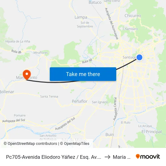 Pc705-Avenida Eliodoro Yáñez / Esq. Av. Ricardo Lyon to María Pinto map