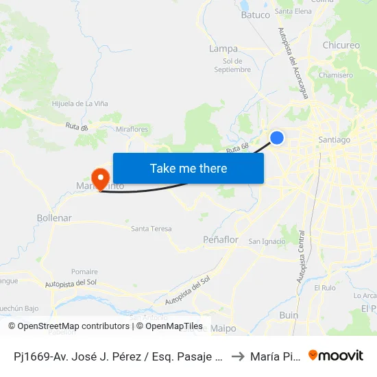 Pj1669-Av. José J. Pérez / Esq. Pasaje Riñihue to María Pinto map