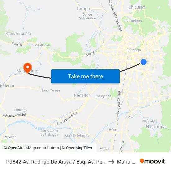 Pd842-Av. Rodrigo De Araya / Esq. Av. Pedro De Valdivia to María Pinto map