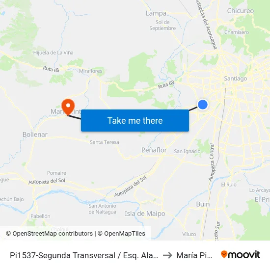 Pi1537-Segunda Transversal / Esq. Alaska to María Pinto map