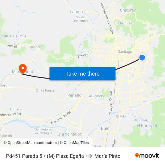 Pd451-Parada 5 / (M) Plaza Egaña to María Pinto map