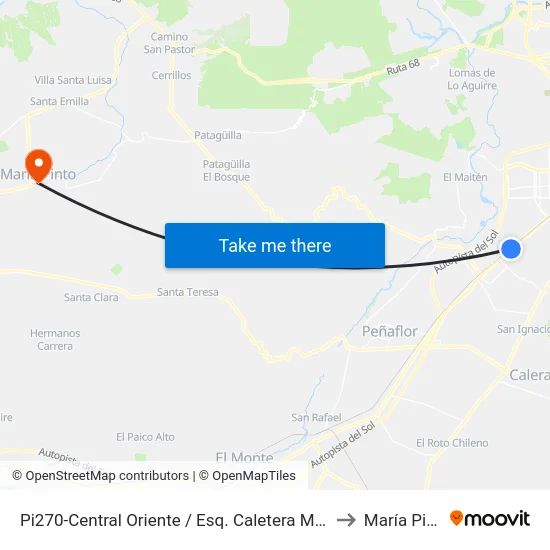 Pi270-Central Oriente / Esq. Caletera Melipilla to María Pinto map