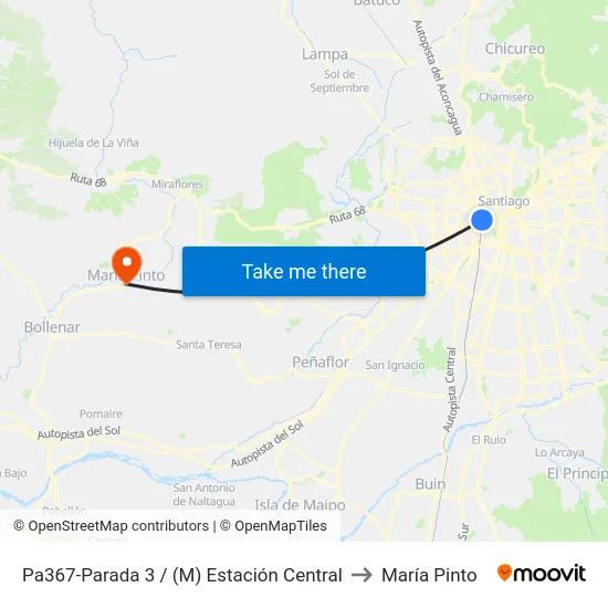 Pa367-Parada 3 / (M) Estación Central to María Pinto map