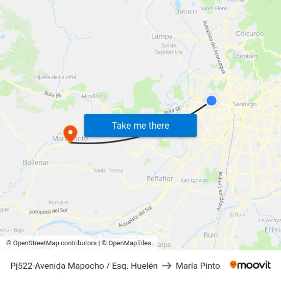 Pj522-Avenida Mapocho / Esq. Huelén to María Pinto map