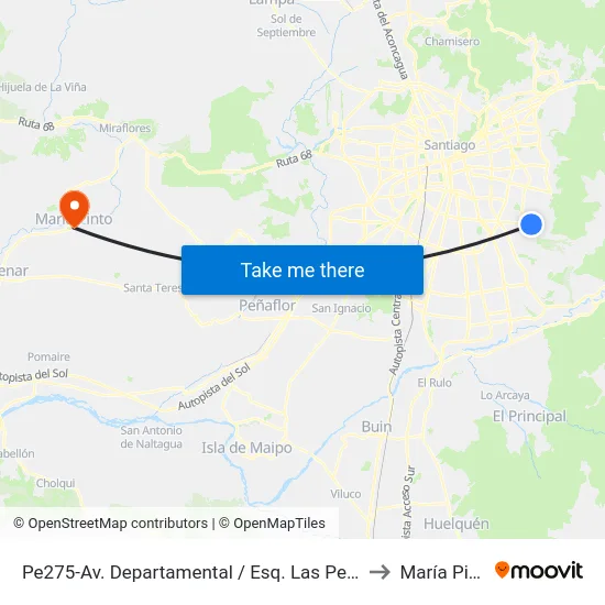 Pe275-Av. Departamental / Esq. Las Perdices to María Pinto map