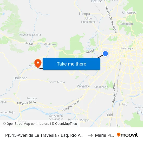 Pj545-Avenida La Travesía / Esq. Río Apurimac to María Pinto map