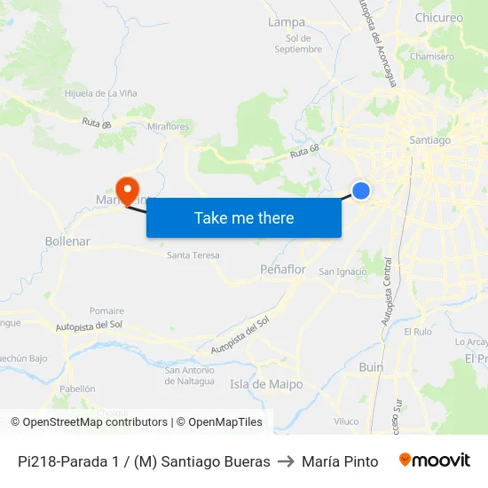 Pi218-Parada 1 / (M) Santiago Bueras to María Pinto map