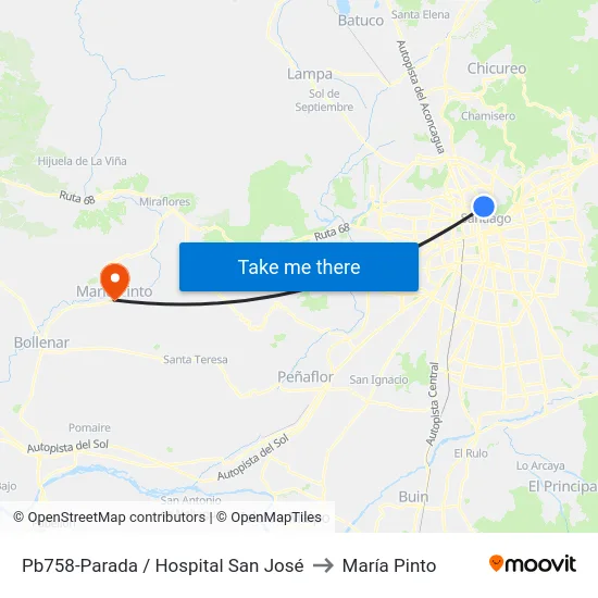 Pb758-Parada / Hospital San José to María Pinto map