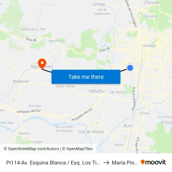 Pi114-Av. Esquina Blanca / Esq. Los Tilos to María Pinto map