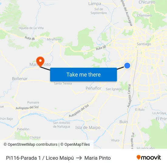 Pi116-Parada 1 / Liceo Maipú to María Pinto map