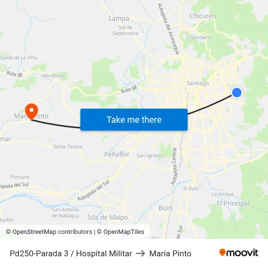 Pd250-Parada 3 / Hospital Militar to María Pinto map