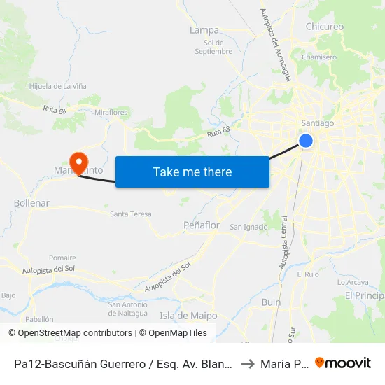 Pa12-Bascuñán Guerrero / Esq. Av. Blanco Encalada to María Pinto map