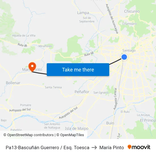 Pa13-Bascuñán Guerrero / Esq. Toesca to María Pinto map