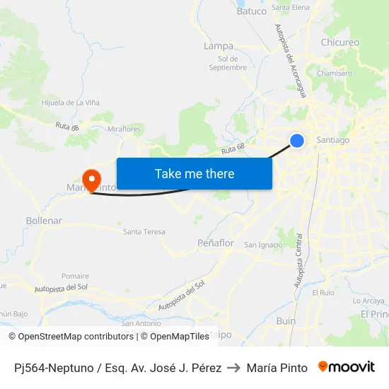 Pj564-Neptuno / Esq. Av. José J. Pérez to María Pinto map