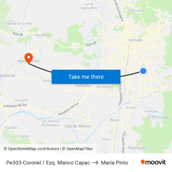 Pe303-Coronel / Esq. Manco Capac to María Pinto map