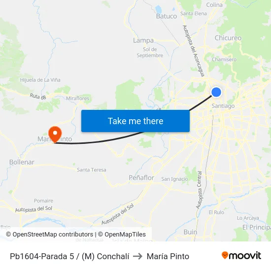 Pb1604-Parada 5 / (M) Conchalí to María Pinto map