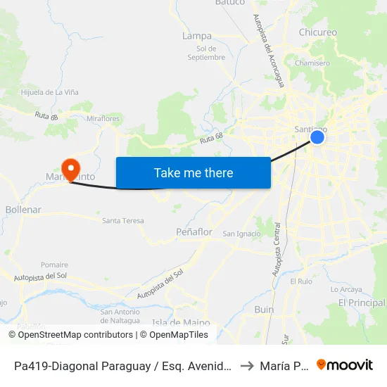 Pa419-Diagonal Paraguay / Esq. Avenida Portugal to María Pinto map