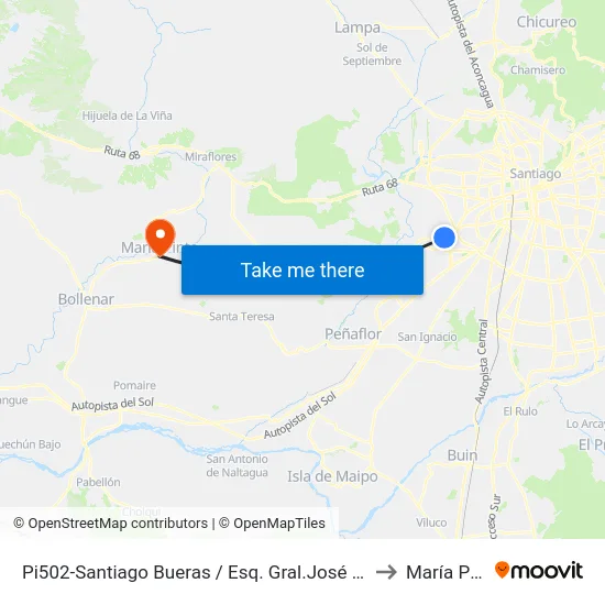 Pi502-Santiago Bueras / Esq. Gral.José Sn.Martín to María Pinto map