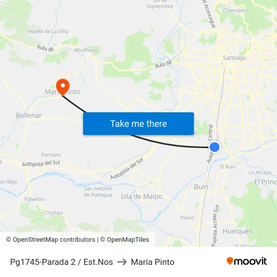 Pg1745-Parada 2 / Est.Nos to María Pinto map