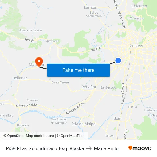 Pi580-Las Golondrinas / Esq. Alaska to María Pinto map