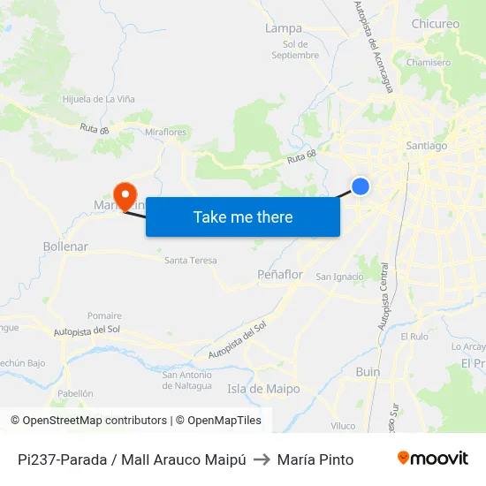 Pi237-Parada / Mall Arauco Maipú to María Pinto map