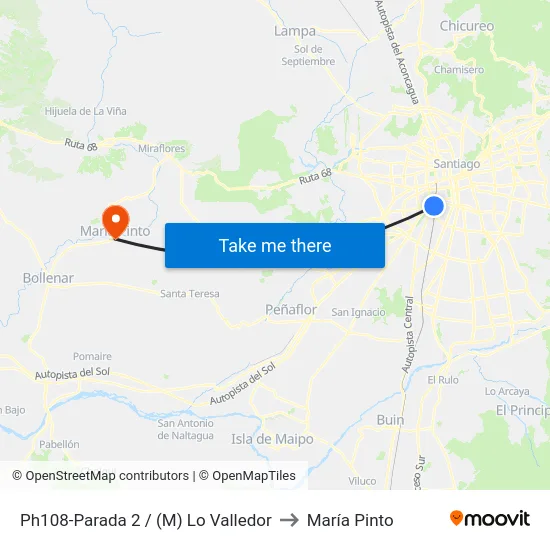 Ph108-Parada 2 / (M) Lo Valledor to María Pinto map