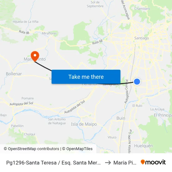 Pg1296-Santa Teresa / Esq. Santa Mercedes to María Pinto map