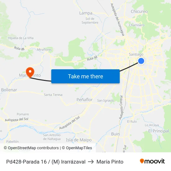 Pd428-Parada 16 / (M) Irarrázaval to María Pinto map