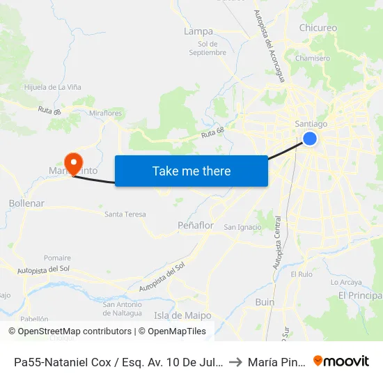 Pa55-Nataniel Cox / Esq. Av. 10 De Julio to María Pinto map