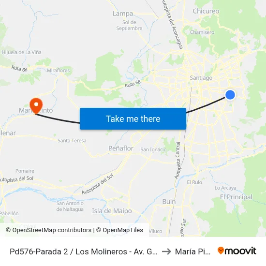 Pd576-Parada 2 / Los Molineros - Av. Grecia to María Pinto map