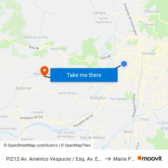 Pi212-Av. Américo Vespucio / Esq. Av. El Descanso to María Pinto map