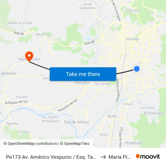 Pe173-Av. Américo Vespucio / Esq. Tacora to María Pinto map