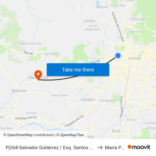 Pj268-Salvador Gutiérrez / Esq. Santos Luis Medel to María Pinto map