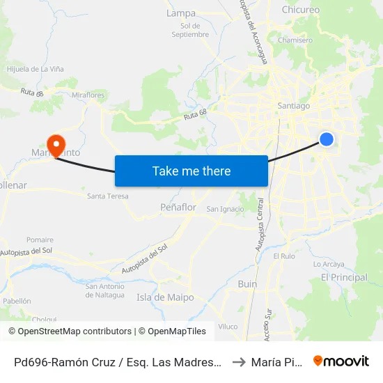 Pd696-Ramón Cruz / Esq. Las Madreselvas to María Pinto map