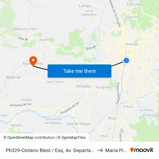 Ph329-Clotario Blest / Esq. Av. Departamental to María Pinto map