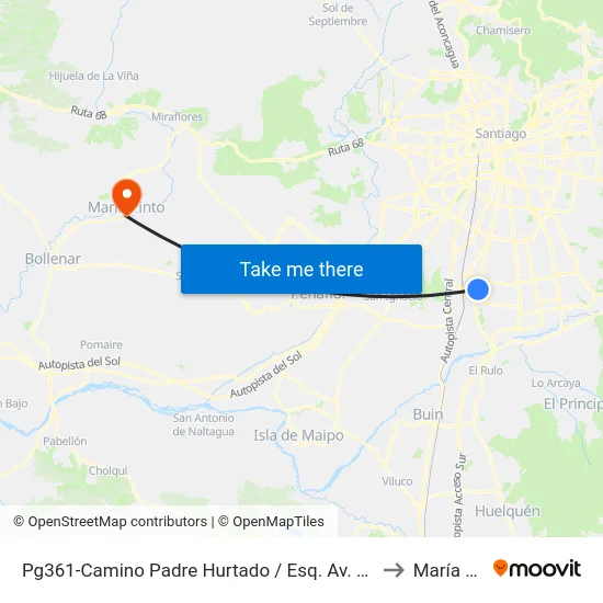 Pg361-Camino Padre Hurtado / Esq. Av. J.M. Balmaceda to María Pinto map