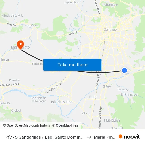 Pf775-Gandarillas / Esq. Santo Domingo to María Pinto map
