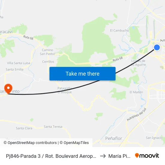 Pj846-Parada 3 / Rot. Boulevard   Aeropuerto to María Pinto map
