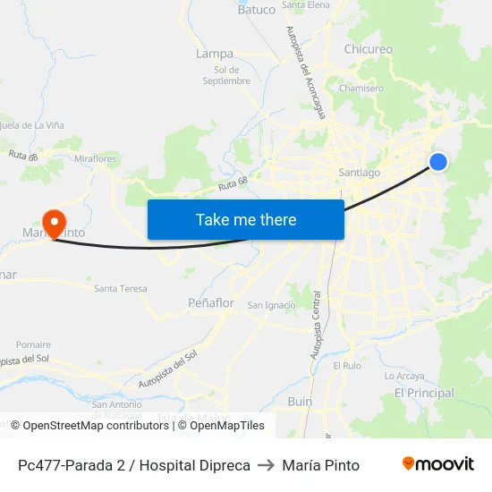 Pc477-Parada 2 / Hospital Dipreca to María Pinto map