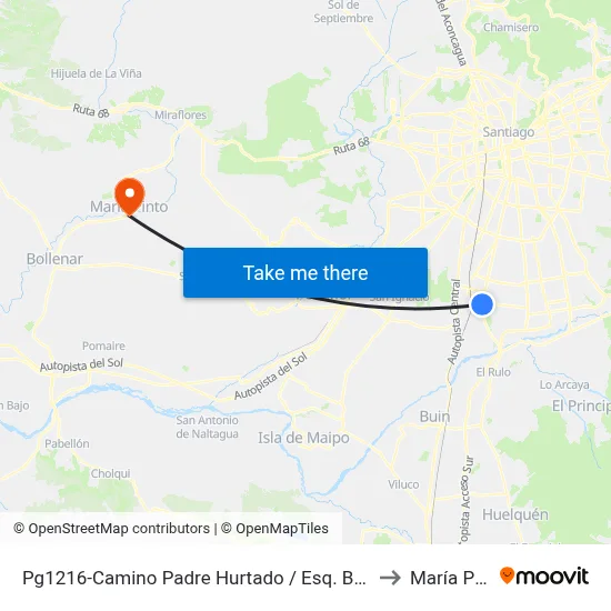 Pg1216-Camino Padre Hurtado / Esq. Baquedano to María Pinto map