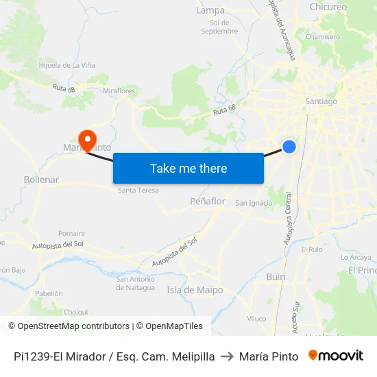Pi1239-El Mirador / Esq. Cam. Melipilla to María Pinto map