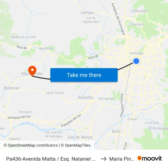 Pa436-Avenida Matta / Esq. Nataniel Cox to María Pinto map