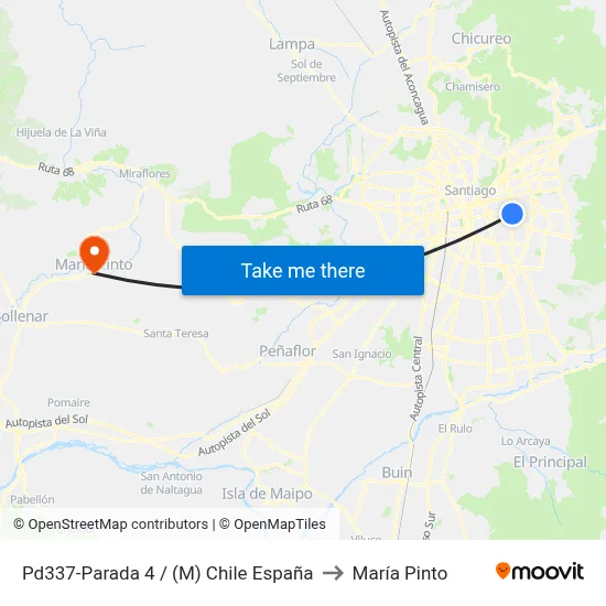 Pd337-Parada 4 / (M) Chile España to María Pinto map