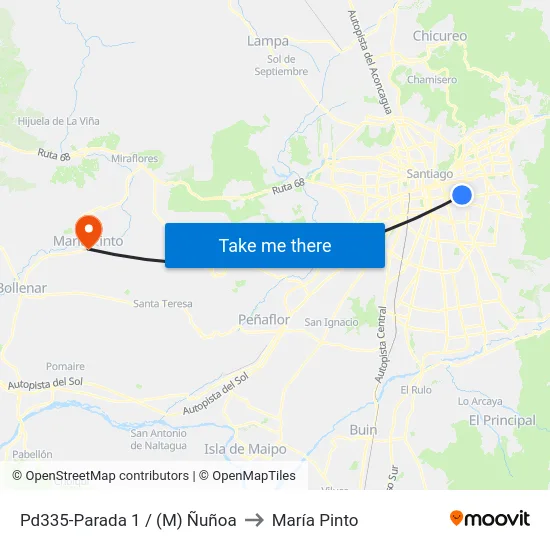 Pd335-Parada 1 / (M) Ñuñoa to María Pinto map