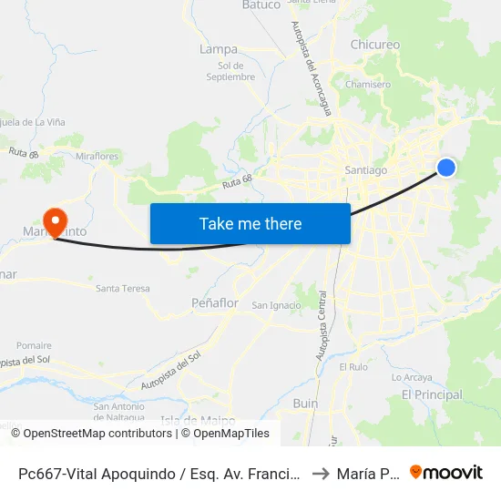 Pc667-Vital Apoquindo / Esq. Av. Francisco Bilbao to María Pinto map