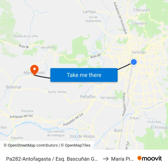 Pa282-Antofagasta / Esq. Bascuñán Guerrero to María Pinto map