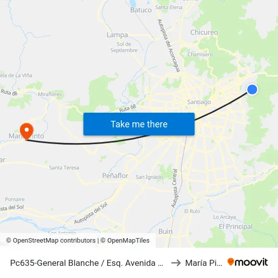 Pc635-General Blanche / Esq. Avenida La Plaza to María Pinto map