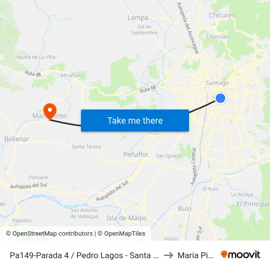 Pa149-Parada 4 / Pedro Lagos - Santa Rosa to María Pinto map