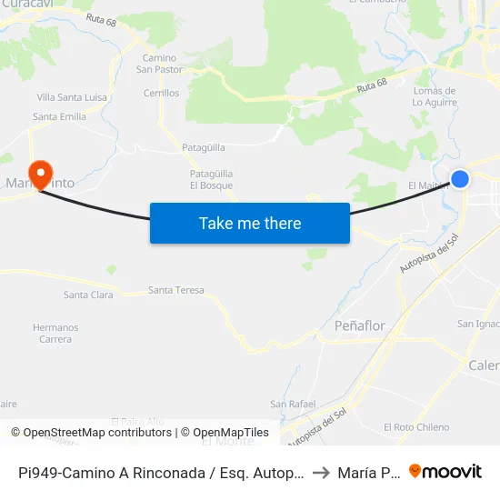 Pi949-Camino A Rinconada / Esq. Autopista Del Sol to María Pinto map